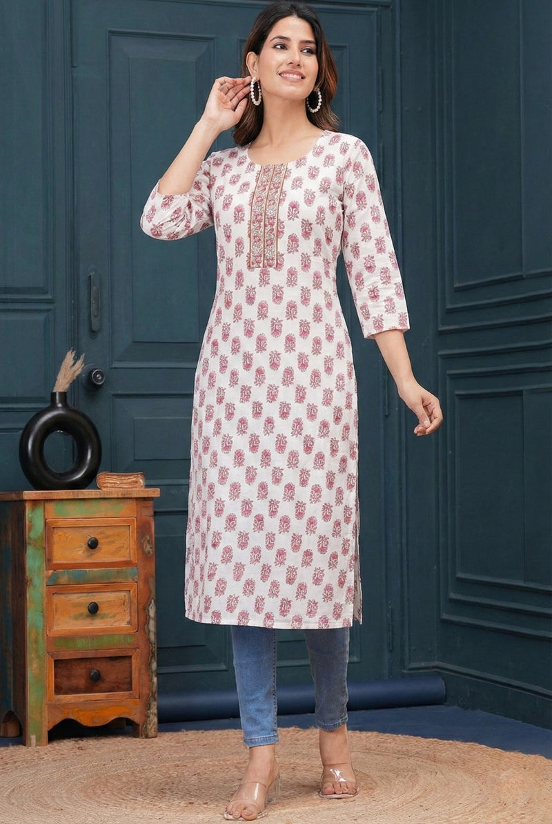 Rayon Printed Straight Kurti
