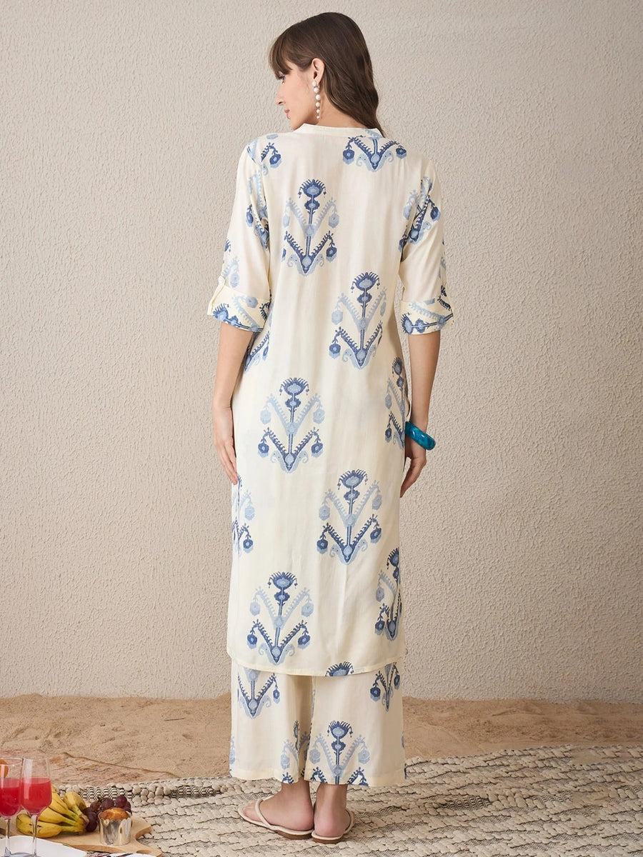 Rayon Printed Kurti Pant Set