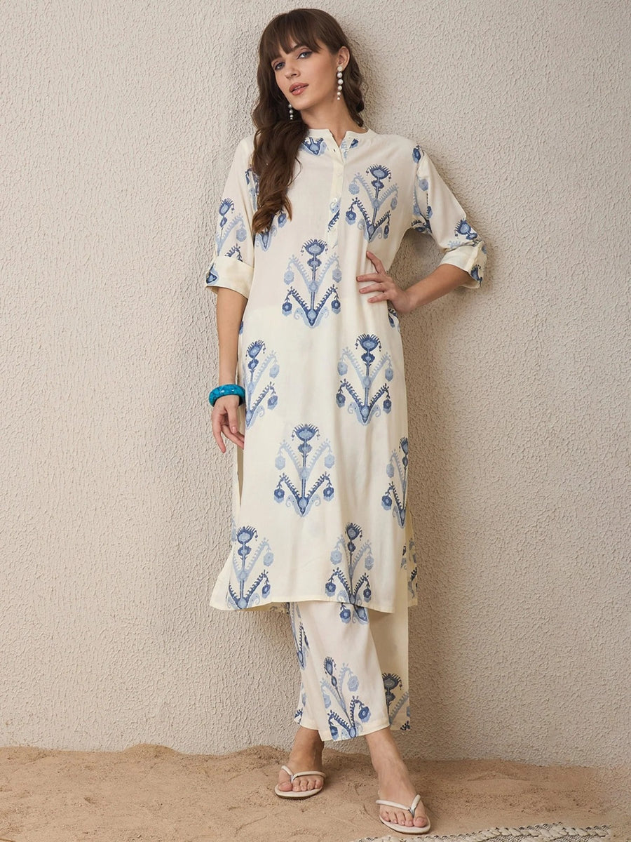 Rayon Printed Kurti Pant Set
