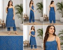 Blue Geometric Print Strappy Kurti