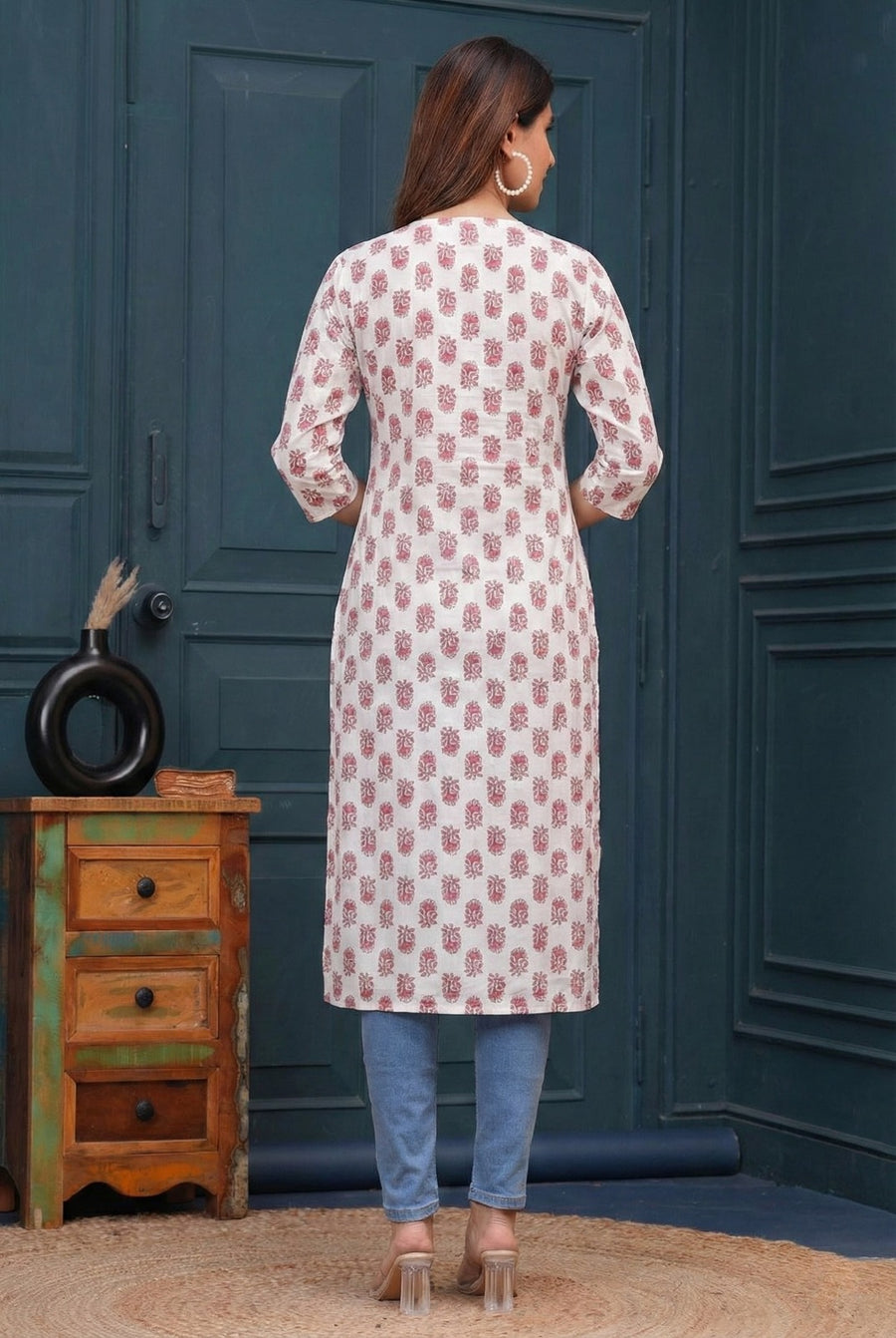 Rayon Printed Straight Kurti
