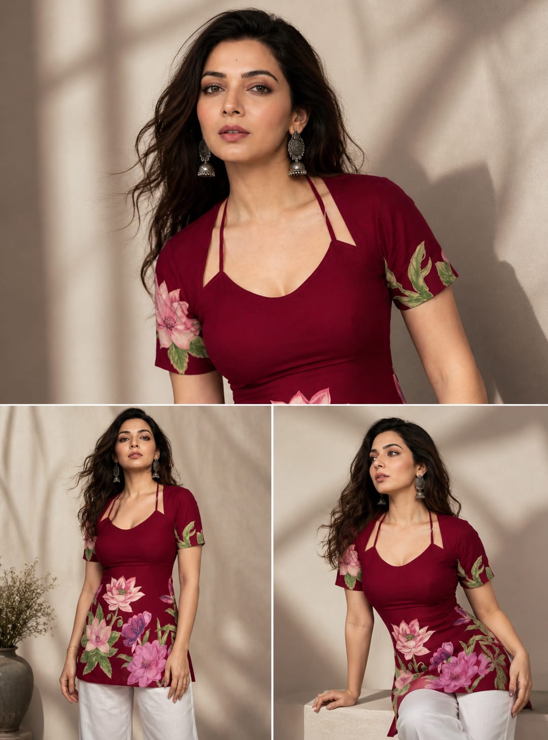 Laila Floral Print Short Kurti (Cotton Taj)