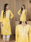 Cotton Floral Printed Embroidery Kurti