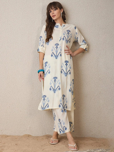Rayon Printed Kurti Pant Set