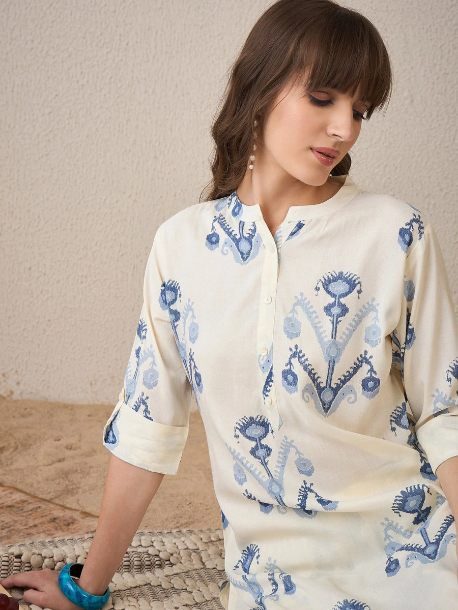 Rayon Printed Kurti Pant Set