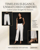 Women’s White Cotton Linen Straight-Fit Trousers